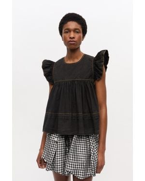 Ganni Washed Cotton Top - Black