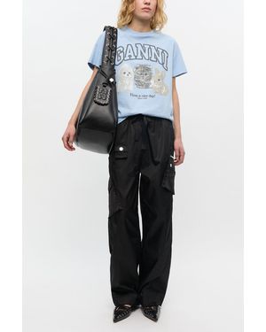 Ganni Nylon Elasticated Trousers - Blue