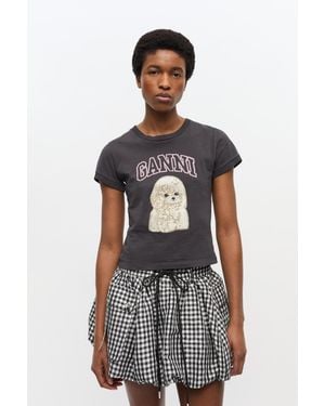 Ganni Poodle Graphic Cropped T-Shirt - White