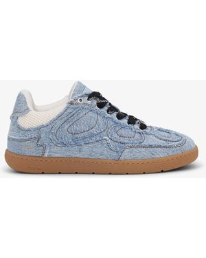 Ganni 08 Denim Raw Edge Trainers - Blue