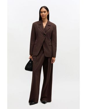 Ganni Flock Check Cross-Over Trousers - Brown