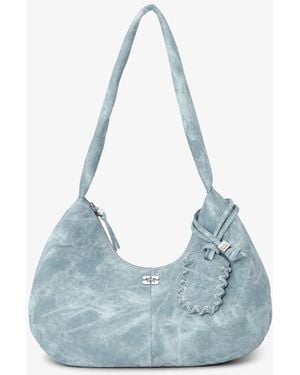 Ganni Bleached Medium Hobo Bag - Blue