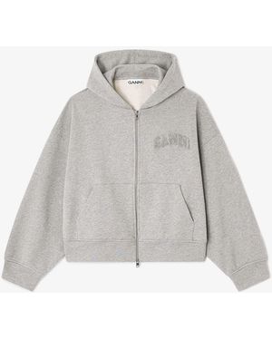 Ganni Two-Way Zip Hoodie - Grey
