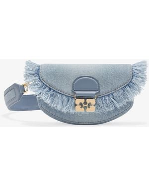 Ganni Denim Apo-G Wallet On A Chain - Blue