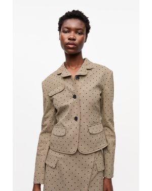 Ganni Flock Check Suiting Blazer - Natural