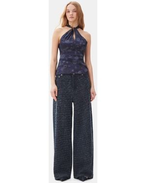 Ganni Dark Blue Fluffy Wide Jeans