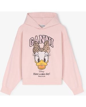 Ganni Daisy Duck Cropped Hoodie - Pink