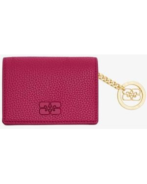 Ganni Bou Card Holder With Flap In - Pink
