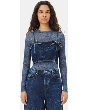 Ganni Dark Strap Top - Blue