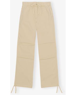 Ganni Washed Cotton Canvas Draw String Pants - Natural