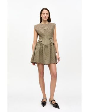 Ganni Flock Suiting Corset Mini Dress - Natural