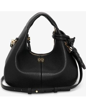 Ganni Schwarze Mini-Hobo-Tasche