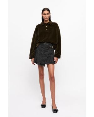 Ganni Textured Wrap Skirt - Black