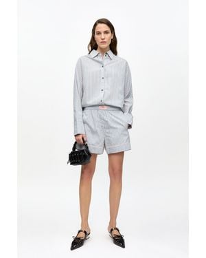 Ganni Candy-Striped Elasticated Shorts - Gray