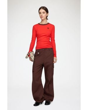 Ganni Cargo Trousers - Red