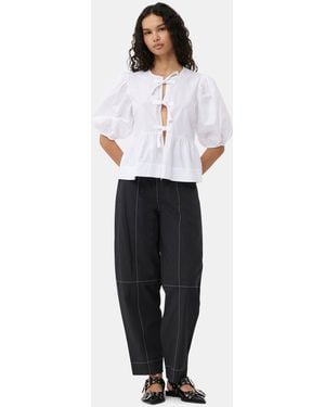 Ganni Elasticated Curve Pants - White