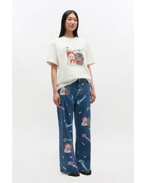 Ganni Ivory Animal Print T-Shirt - Blue