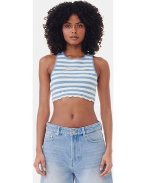 Ganni Crochet Racerback Top - Blue