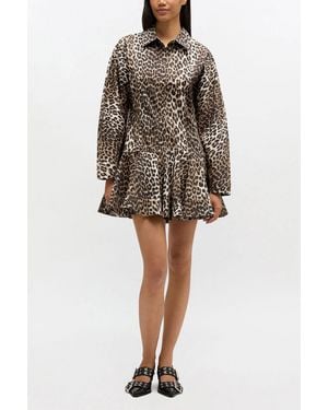 Ganni Leopard Shirt Dress - Multicolour