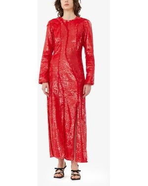 Ganni Sequins Maxi Dress - Red