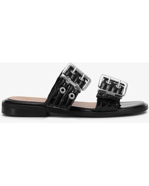 Ganni Feminine Buckle Two-Strap Sandals - Pink