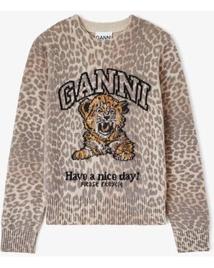 Ganni Jumper With Tiger - White