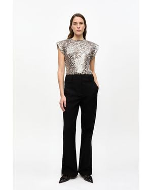 Ganni Heavy Cotton Tailoring Flared Pants - Black