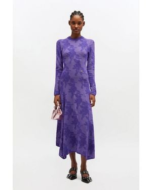 Ganni Sheer Flower Dress - Purple