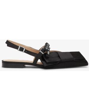 Ganni Big Bow Slingback Ballerinas - White