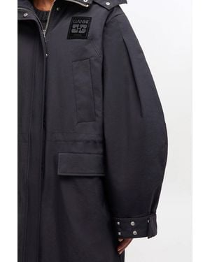 Ganni Oversized Dark Tri-Layer Parka Coat - Blue