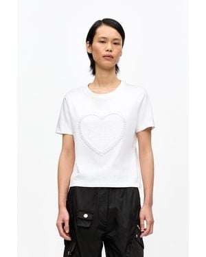 Ganni Cropped Heart T-Shirt - White