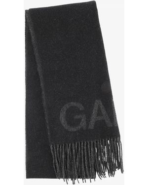 Ganni Fringed Wool Scarf - Black