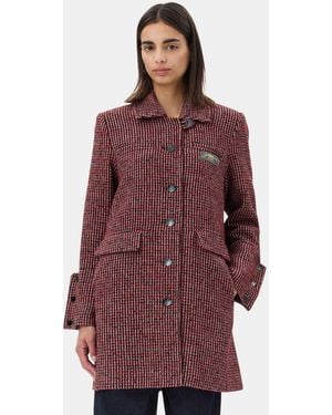 Ganni Check Midi Jacket - Red