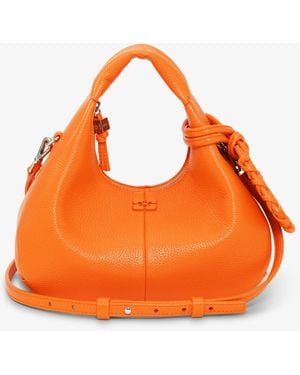 Ganni Orangefarbene Mini-Hobo-Tasche Damengröße Polyurethane/Recycelte Polyester