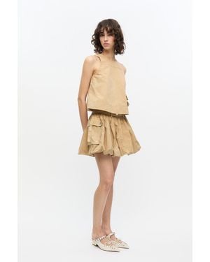 Ganni Washed Cotton Mini Bubble Skirt - Natural