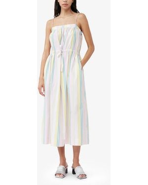 Ganni Stripe Cotton Maxi Strap Dress - White