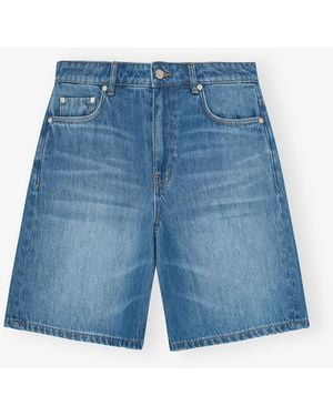 Ganni Mid Denim Shorts - Blue