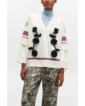 Ganni Ivory League Long-Sleeve - White