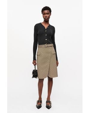 Ganni Flock Check Suiting Skirt - Natural