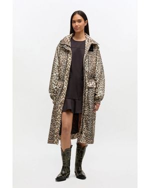 Ganni Leopard Nylon Parka Coat - Multicolour