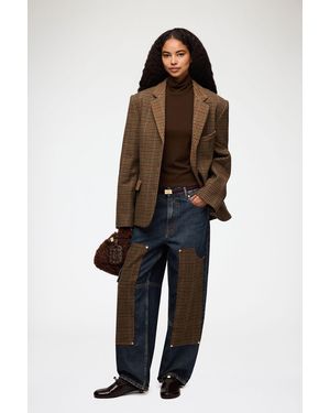 Ganni Blazer Aus Kariertem Twill - Mehrfarbig