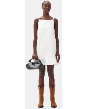 Ganni Duchesse Satin Mini Dress - White
