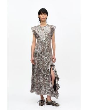 Ganni Stretch Sequins Long Dress - White
