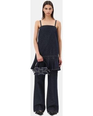 Ganni Denim Strap Mini Dress - Blue