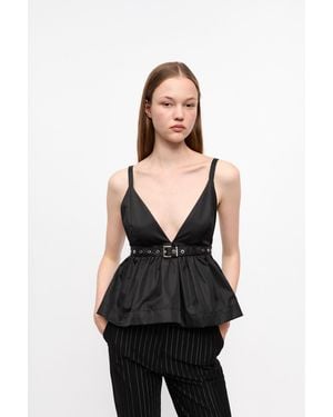 Ganni Duchesse Nylon Strap Top - Black