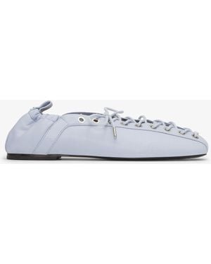 Ganni Light Lace-Up Ballerinas - White