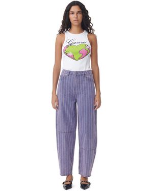 Ganni Purple Striped Stary Jeans