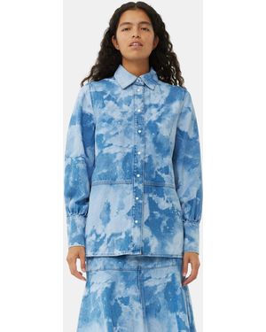 Ganni Bleach Denim Shirt - Blue