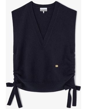 Ganni Classic Wool Vest - Blue