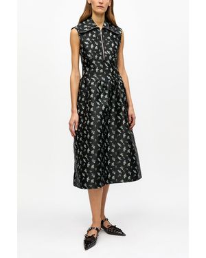 Ganni Floral Jacquard Midi Dress - Blue